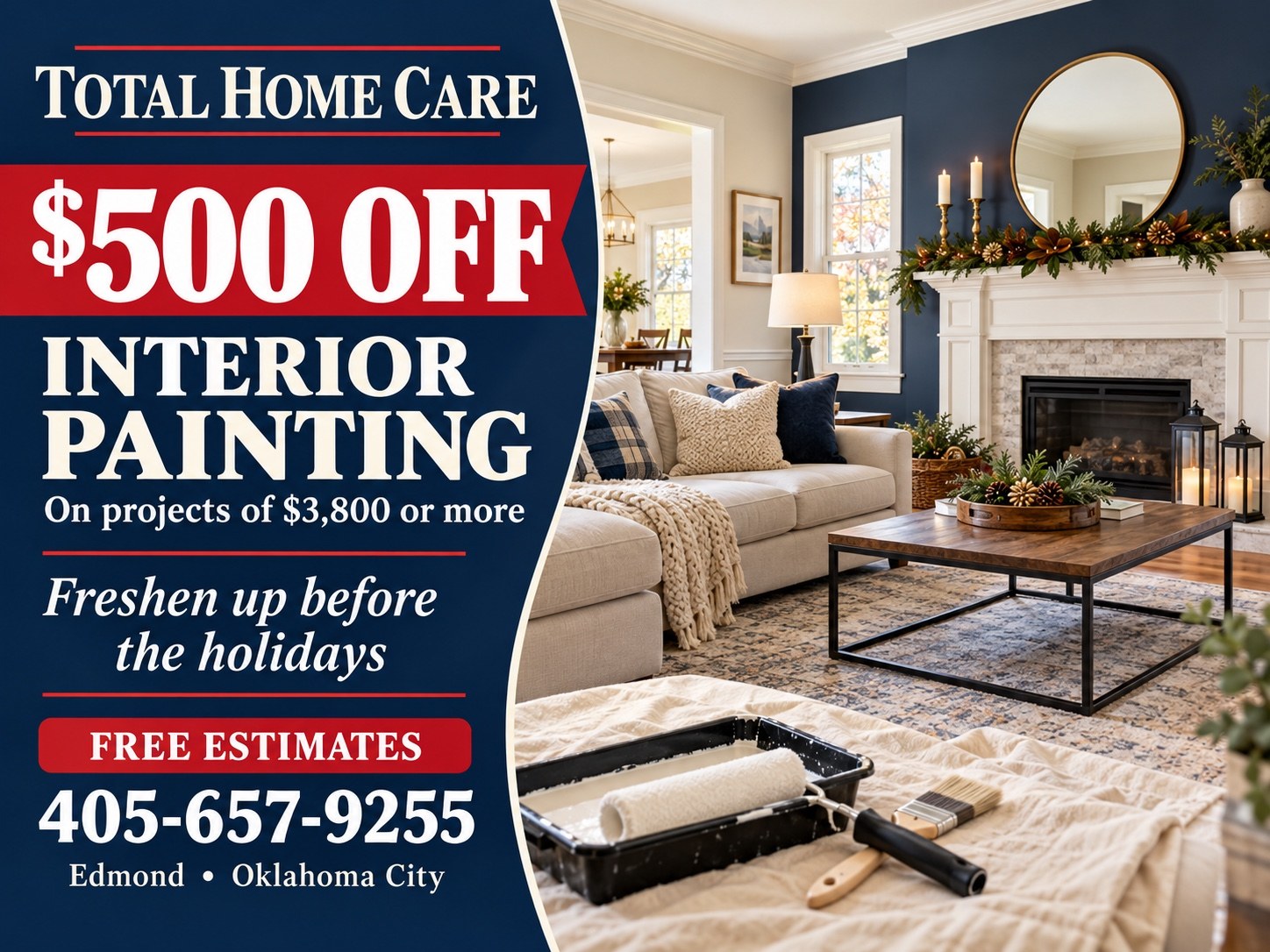 $500 off qualifying interior painting projects of $3,800 or more