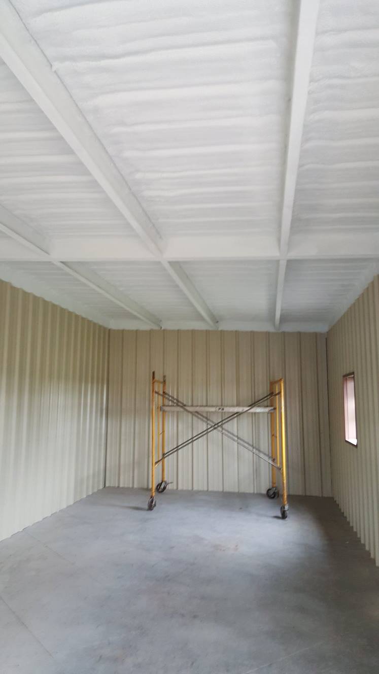 Representative spray foam fire protective coating application